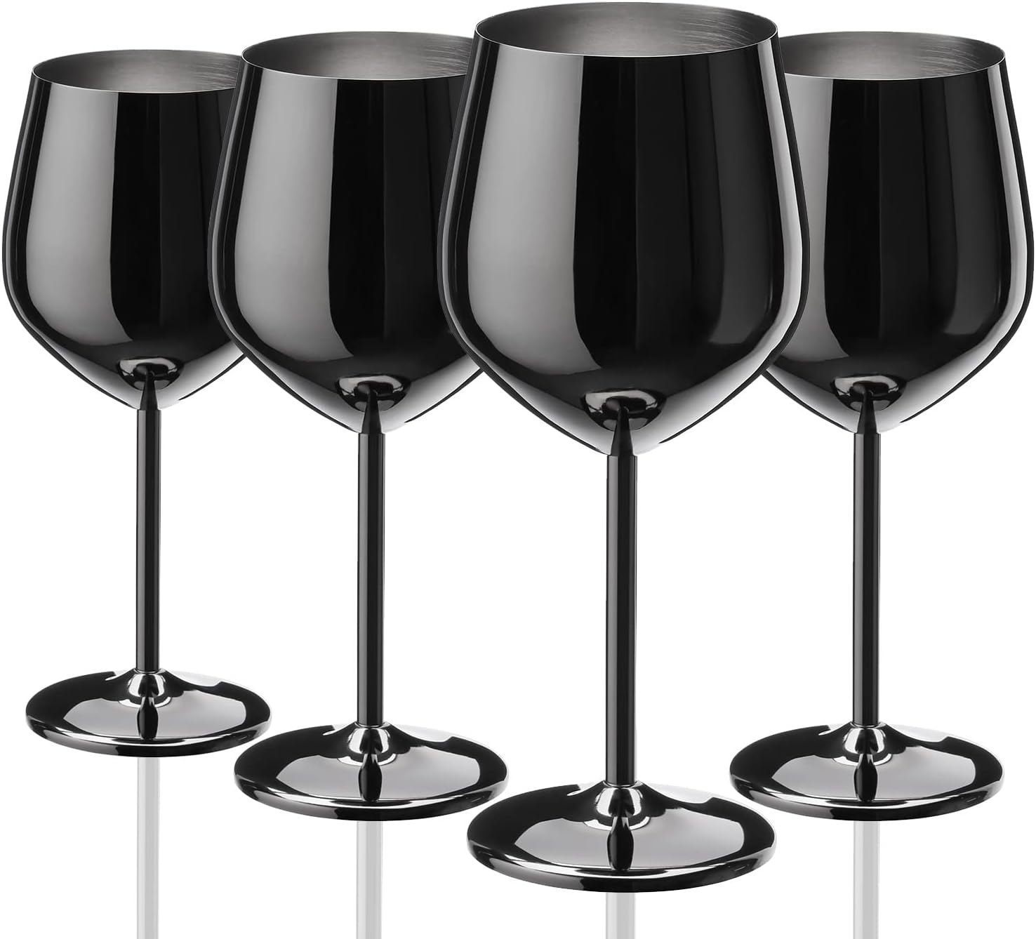 BLACK WINE GLASSES X4